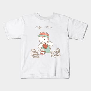 barista cat in duty Kids T-Shirt